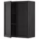 Black wall cabinet, METOD kitchen system, dark stained wood, rectangular, 2-door with bevelled edges.