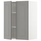 A grey METOD kitchen wall cabinet with a rectangular shape and bevelled edges, featuring a single adjustable shelf inside.