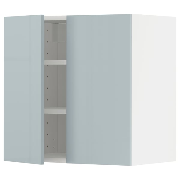 METOD kitchen unit, grey-blue gloss, rectangular, 3 shelves, modern design.