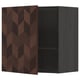 A dark brown, herringbone-patterned wall cabinet from the METOD kitchen system, featuring a square shape and adjustable shelves.