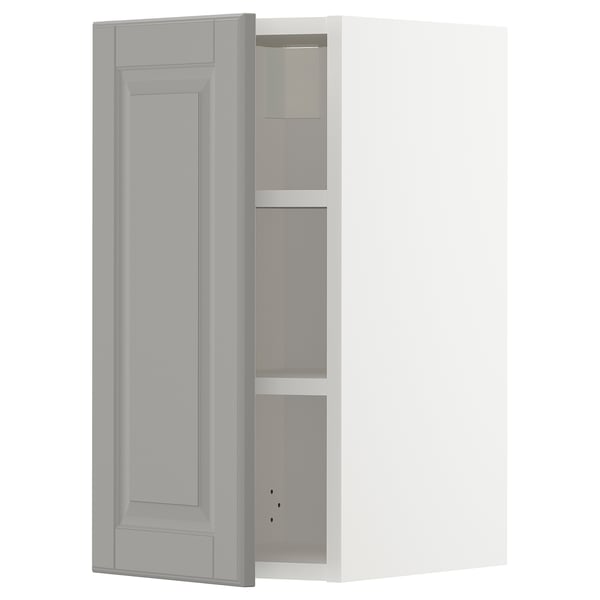 METOD wall cabinet, grey, rectangular, panelled door, three shelves.