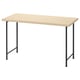A wooden desk, named MITTCIRKEL, with a light wooden top and dark metal legs, offering a simple and functional design.