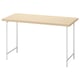 Mitcirkel desk: light wood top, white metal legs, simple rectangular shape.