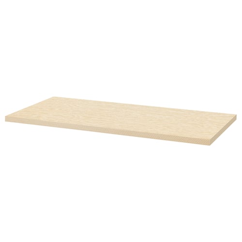 MITTCIRKEL: light rectangular wooden tabletop with pre-drilled holes, sleek edge band, and honeycomb paper filling.
