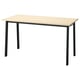 A MITTZON conference table with a light wooden top and black metal legs. Its rectangular, simple, and modern, ideal for meetings.
