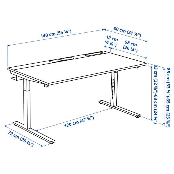 Illustration with measurements for the product: MITTZON.