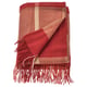 Red MYRULL wool throw, chequered pattern, fringed edges, rectangular shape.