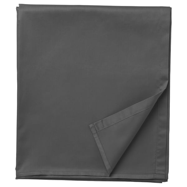 NATTJASMIN solid grey sheet, rectangular, folded neatly, smooth texture.