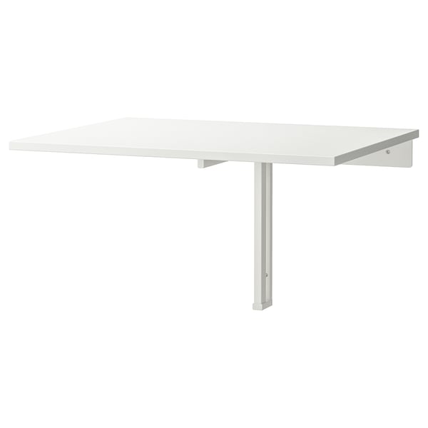 White NORBERG folding wall-mounted table, rectangular with metal support.