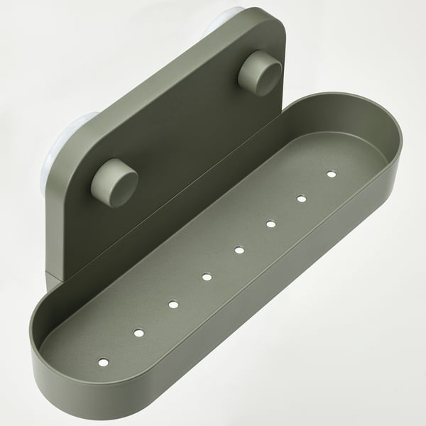 Modern green wall organiser with smooth edges, secure suction cups, ideal for bathroom.