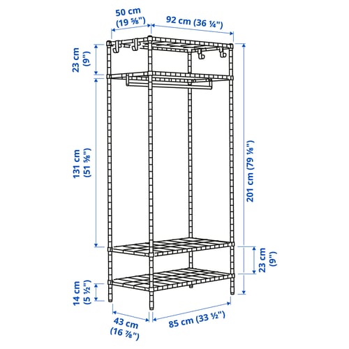 Illustration with measurements for the product: OMAR.