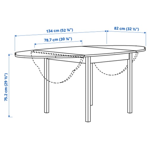Illustration with measurements for the product: OMMJÄNGE.