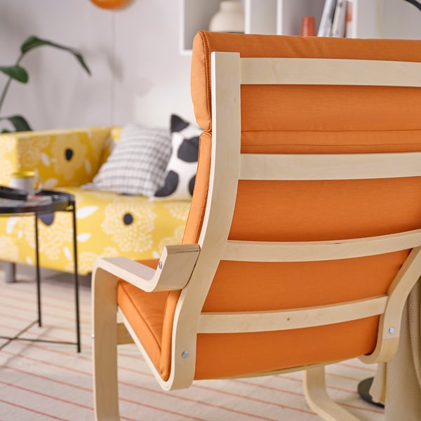 POÄNG Armchair, birch veneer/Knisa bright orange