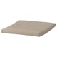 An ikea POÄNG footstool cushion, beige, square-shaped, with a textured cover and edge stitching.