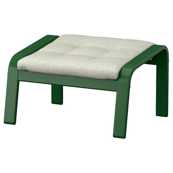 POÄNG Footstool, dark green/Gunnared beige