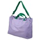 Light purple RÄCKLA reusable bag with adjustable green straps and water-repellent recycled polyester material, designed for easy carrying and folding.