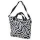 Black & white abstract patterned shoulder bag with adjustable strap, made of durable recycled polyester.