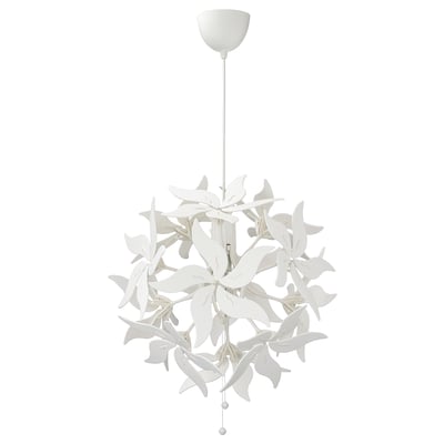 RAMSELE pendant lamp, white, geometric, textile blades, adjustable brightness.