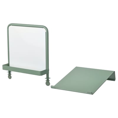RELATERA: green educational tool with whiteboard and angled writing board. Modern design, durable steel, and polystyrene.