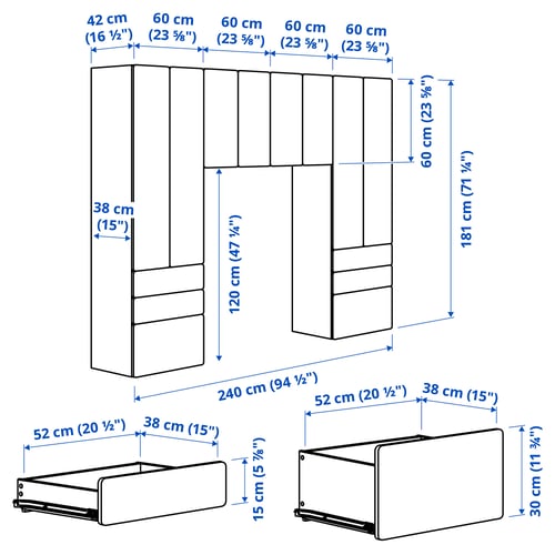 Illustration with measurements for the product: SMÅSTAD.