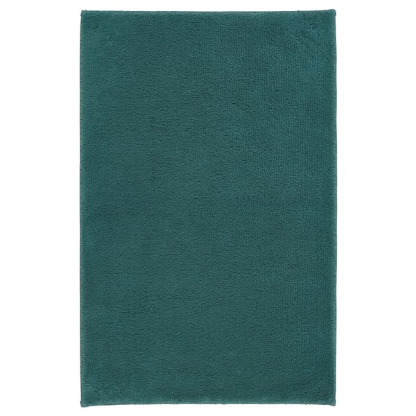 SÖDERSJÖN teal bath mat, soft cotton, rectangular with plain design.