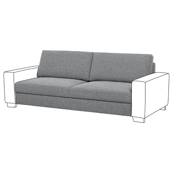 SÖRVALLEN grey sofa, modern design, soft fabric, rectangular shape, comfy cushions.