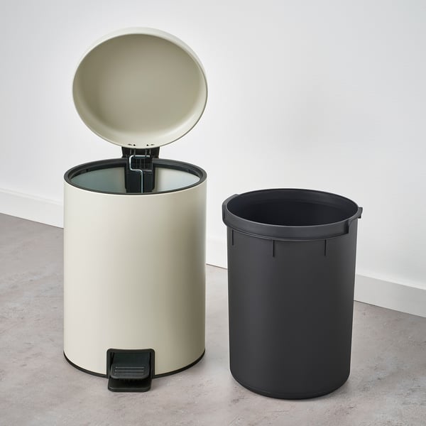 STENTRAPPA Pedal bin, light grey-beige, 9 l