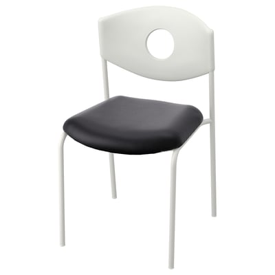 STOLJAN chair, white & black, modern, stackable, plastic & metal.