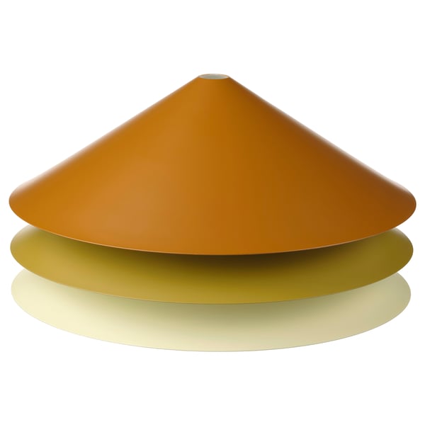 A TESAMMANS lamp shade in orange, made of steel and epoxy coating, featuring a modern cone design with three stacked parts.
