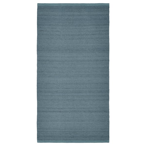 TIDTABELL rug - teal, rectangular, woven wool-cotton.