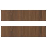 Two brown wooden panels, smooth and rectangular, with a walnut finish.