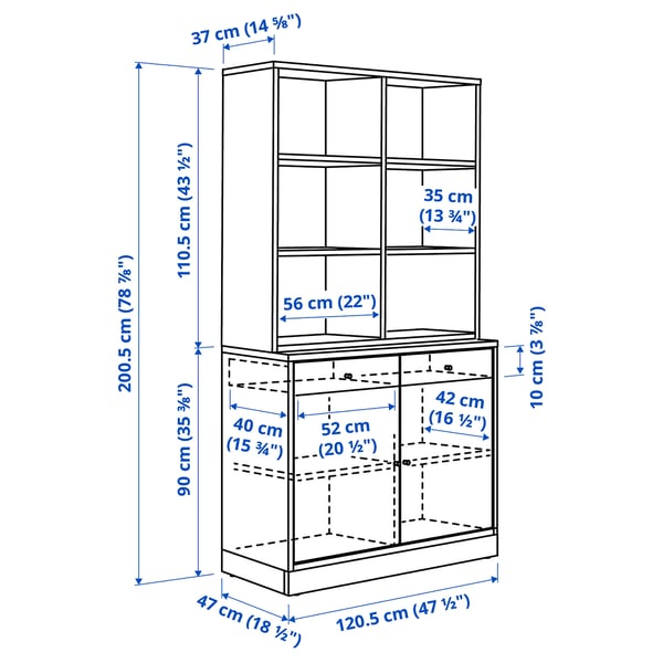 Illustration with measurements for the product: TONSTAD.