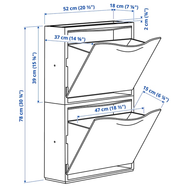 Illustration with measurements for the product: TRONES.