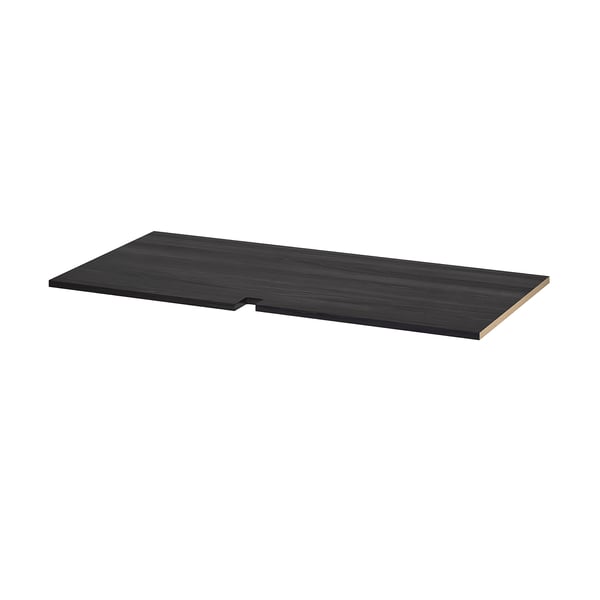 UTRUSTA shelf, dark grey, rectangular, melamine glossy surface.