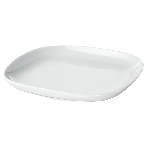 Vädera: square, white feldspar porcelain plate. Classic yet modern design. Durable for daily use.
