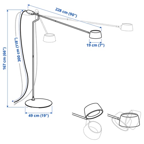 Illustration with measurements for the product: VÅGHÖJD.