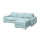 Light blue VIMLE sectional sofa, modern design with removable cushions and storage chaise.