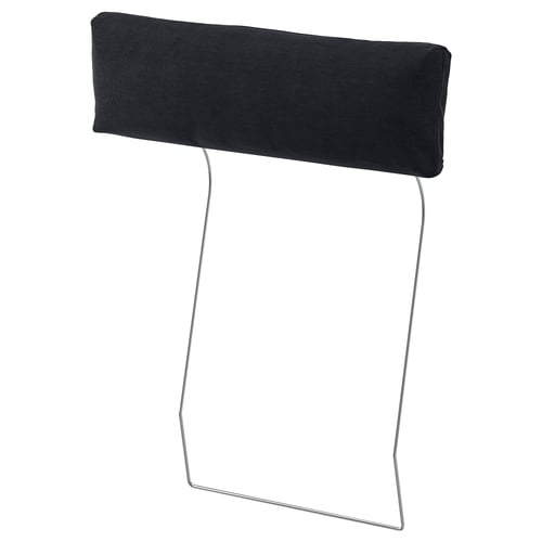 VIMLE black headrest, rectangular, metal frame, upholstered, comfortable sofa accessory.