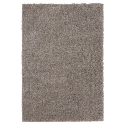 A VINDEBÄK rug, grey, rectangular, with a textured two-tone design. Made of recycled polyester and eva plastic.