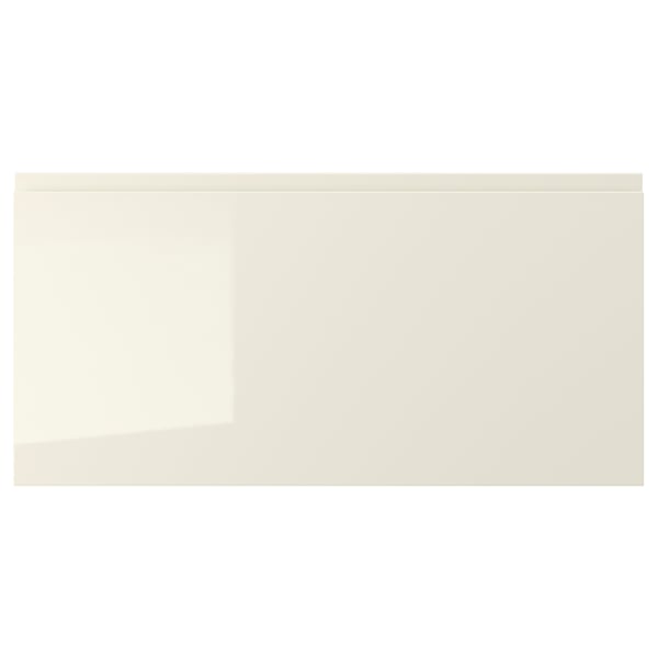 VOXTORP beige gloss kitchen doors: smooth, rectangular, modern, easy-clean design with integrated handles.