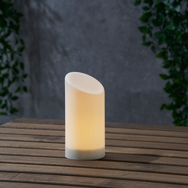 ÄDELLÖVSKOG Bougie bloc à LED, blanc/intérieur/extérieur, 16 cm