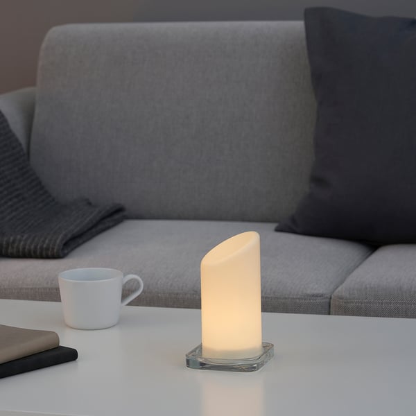 ÄDELLÖVSKOG Bougie bloc à LED, blanc/intérieur/extérieur, 16 cm