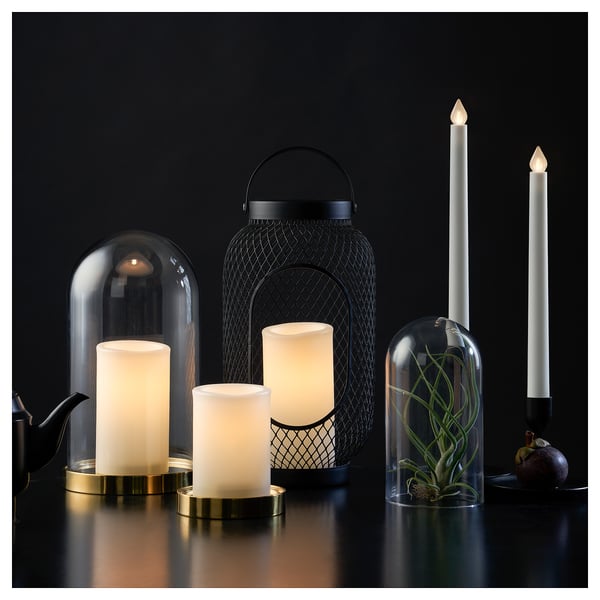 ÄDELLÖVTRÄD Bougie bloc à LED, blanc/intérieur, 14 cm