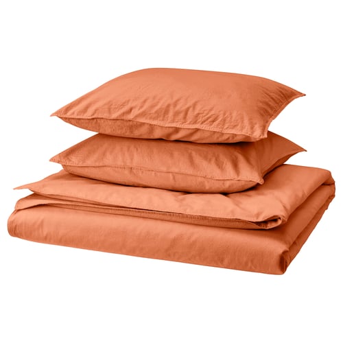 ÄNGSLILJA Housse de couette et 2 taies, brun-rouge, 240x220/50x60 cm