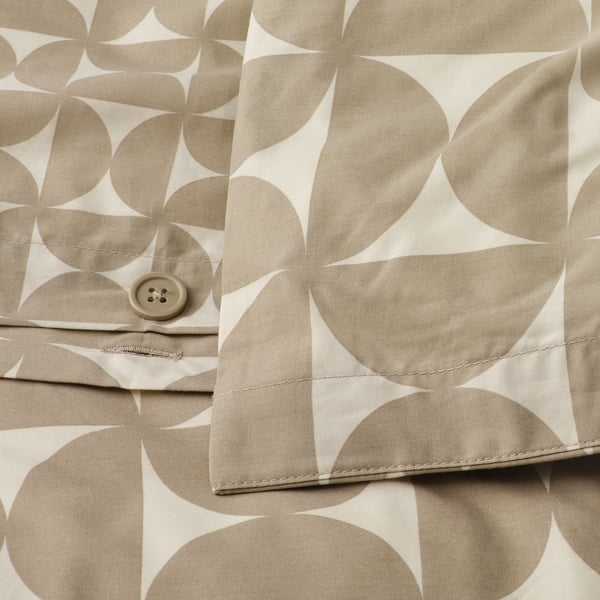 ÄNGSNEJLIKA Housse de couette et 2 taies, gris-beige/blanc cassé, 240x220/50x60 cm