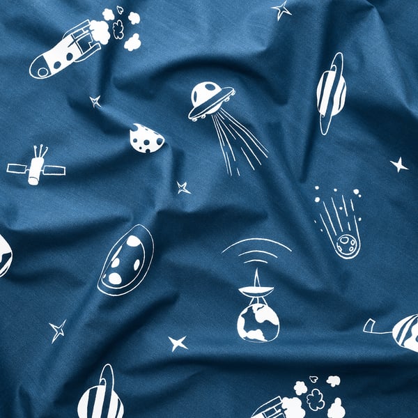 AFTONSPARV Rideaux+embrasses, 1 paire, espace bleu/blanc, 120x300 cm