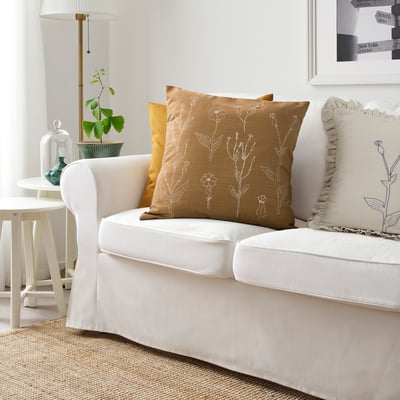ÅKERNEJLIKA Housse de coussin, brun broderie, 50x50 cm