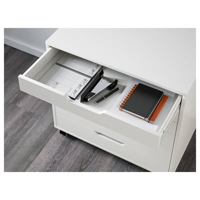ALEX Caisson à tiroirs sur roulettes, blanc, 67x66 cm