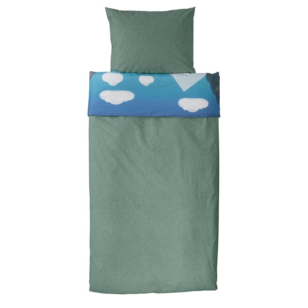ALPTALL Housse de couette et 1 taie, bleu vert/L'Himalaya, 150x200/50x60 cm