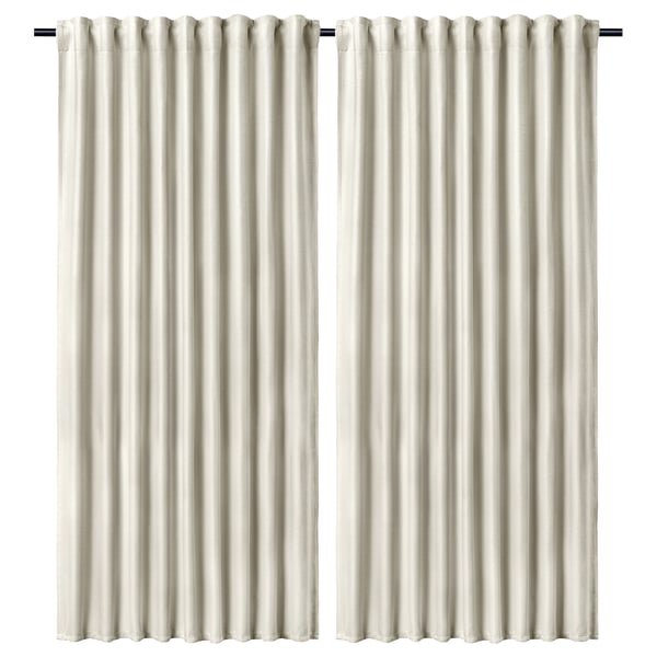 ANNAKAJSA Rideaux assombrissants, 2 pièces, blanc/ruflette, 145x300 cm